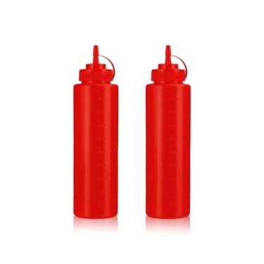 Imagem de WELKOR Garrafas de apertar para molhos, dispensador de condimentos à prova de vazamento, conjunto de garrafas de espremer de restaurante sem BPA com boca larga para ketchup, mostarda, xarope, molhos