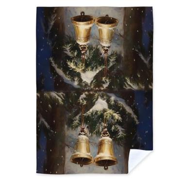 Imagem de Qnhij Toalhas de cozinha vintage de sino de Natal, toalhas de chá rústicas de inverno para decoração de cozinha, toalhas de mão decorativas de Natal de fazenda para banheiro, 40 x 61 cm