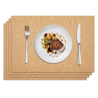 Imagem de Privalace Jogo americano de mesa durável, conjunto de 4, tapetes de mesa impermeáveis antiderrapantes e resistentes ao calor, tapetes de couro de dupla face para jantar e festa ao ar livre.