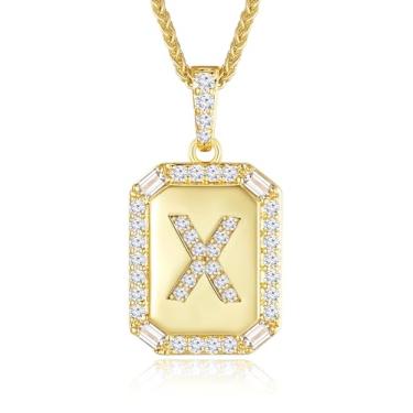 Imagem de Peeshow Colares femininos com inicial de ouro 18 quilates, colar de corrente com pingente de letra delicada, joias femininas de ouro, presentes para mulheres, esposa, mãe, filhas, aniversário