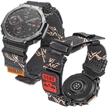 Imagem de DAVILANE Pulseira de relógio militar de nylon para Amazfit T-Rex 3, modular com adesivos intercambiáveis e pulseira de gancho G apenas para AMAZFIT TREX 3