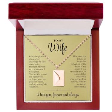 Imagem de SHINYY Colar envelope de carta de amor para mulheres, aço inoxidável, mensagem secreta, presente com medalhão gravado, pingente de joias para casais e família, Standard, Aço inoxidável, Sem Pedra