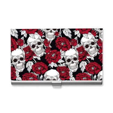 Imagem de Porta-cartões de visita esqueleto liga de alumínio impermeável durável grande capacidade fácil de transportar para homens e mulheres capa para cartão de nome com fecho de fivela