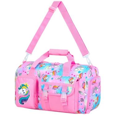 Imagem de Bolsas de balé de dança para meninas, bolsa de ginástica infantil, bolsa de viagem com compartimentos de sapatos, bolsa de balé esportiva, adolescentes, festa do pijama, bolsa de mão de unicórnio