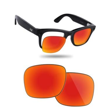 Imagem de Fiskr Lente de substituição compatível com óculos Ray-Ban Meta Wayfarer RW4012 (Gen 2) 50 mm AI, resistente a impactos e ajuste perfeito, Vermelho fogo, One Size