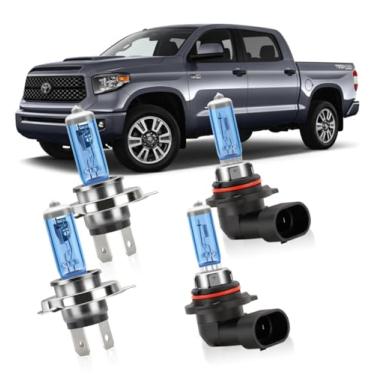 Imagem de KINGSOFE Combo de lâmpadas de farol de halogênio adequado para Toyota Tundra 2000-2006, 9003/H4/HB2, feixe duplo alto/baixo e 9006 faróis de neblina lâmpada frontal 6000K 100w luz ultra brilhante