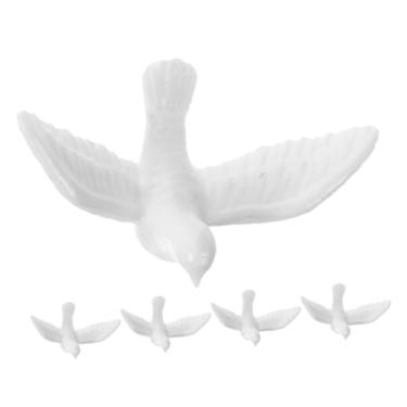 Imagem de Healifty 5 peças estatuetas de pomba branca em miniatura pássaros de resina para artesanato acessórios de casa de boneca, mini decoração de jardim, modelos realistas de pombos minúsculos para