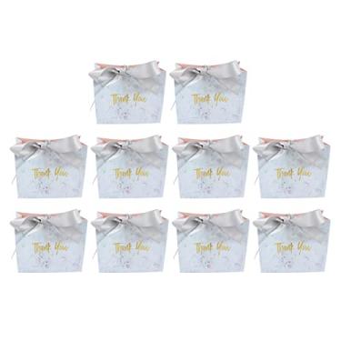 Imagem de Obrigado sacos de presente caixas elegante folha de ouro carta impressão textura de mármore pequena caixa de presente para festa de casamento decoração papelão poliéster 10