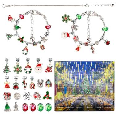 Imagem de FEMBW Calendário Do Advento 2024 Com 24 Peças, O Calendário Do Advento É Feito De Plástico Não Tóxico E Liga Ecológica, Os Calendários Do Advento Têm 22 Contas De Berloque, 2 Pulseiras, A Pulseira É A