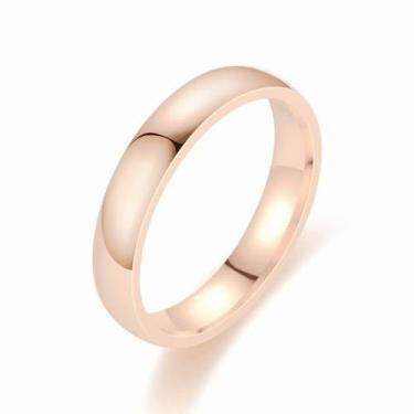 Imagem de Pulseiras de casal lisas imperdíveis - aço inoxidável polido curvo! - 4 mm / ouro rosa/tamanho 11