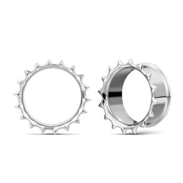 Imagem de ERKUOO Túneis de orelha alargadores minimalistas alargadores duplos torcidos solares spike piercing joias para mulheres homens 6 mm a 30 mm tamanho grande