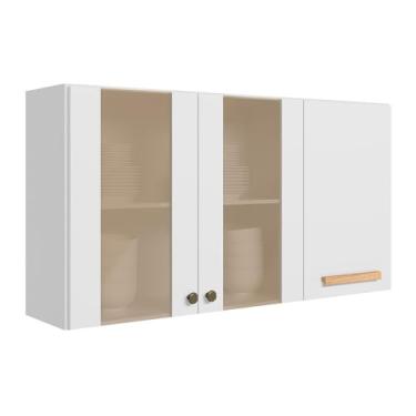 Imagem de Armario para Cozinha Modulado 120cm com portas de vidro (Branco)