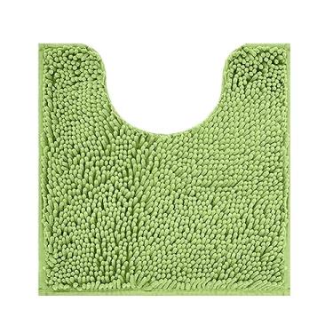 Imagem de Reyox Tapete de banho de chenille, tapetes de vaso sanitário em forma de U, tapete de banheiro de pelúcia macio, tapete de contorno de banheiro felpudo absorvente verde maçã 50 x 39,9 cm
