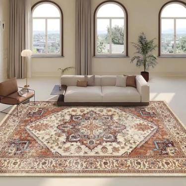 Imagem de Tapete Persa Retrô para Sala de Estar, Decoração para Área do Sofá, Tamanho Grande, Tapete Lavável para Casa e Quarto (180x200cm 71x78,7in/Sem Fiapos-1)