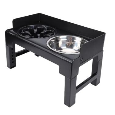 Imagem de Luocute Tigelas Elevadas para Cães, Suporte Elevado para Tigela para Cães Com Ajustável Com Tigela de Aço Inoxidável, Alimentador Anti-transbordamento e Placa para Lamber, para Cães
