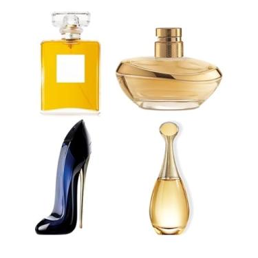 Imagem de Kit 4 Perfumes Femininos Premium 60ml – Alta Fixação e Fragrâncias Variadas Importadas (K4-GOOD-JADORE-LILLI-N5)