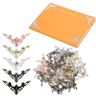 Imagem de 60 peças de cantos de livros de metal, protetores decorativos de canto de livro vintage enfeite de moldura de álbum de fotos de ferro, protetor de borda, pequeno protetor de canto de metal antigo para