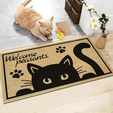 Imagem de Tapetes de boas-vindas Tapete para porta da frente para ambientes internos e externos, capacho durável, antiderrapante, para gatos, presentes de inauguração de casa, para amantes de gatos, camponeses