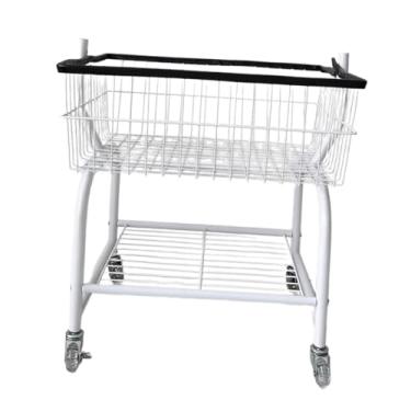 Imagem de Ｂｅｓｇａ Carrinho de roupa suja com arame rolante, escorredor de roupas seco, fácil mobilidade, versátil, portátil, cabide, carrinho, prateleira de