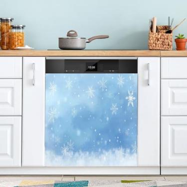 Imagem de ATTX Capa magnética de flocos de neve de Natal, 58,4 cm C x 66 cm A decoração da capa da máquina de lavar louça, decalques de armário doméstico eletrodomésticos adesivos #138