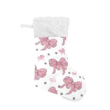 Imagem de GakkiGii Pacote com 2 meias de Natal com laço de bolinhas, decoração grande para pendurar na parede da árvore da lareira, 45 x 31 cm