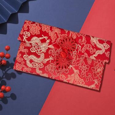 Imagem de Envelope vermelho de seda bolso vermelho chinês dinheiro da sorte Hong Bao cartão envelope para festival de primavera - com botões de nó chinês, envelopes festivos de dinheiro da sorte para o ano novo