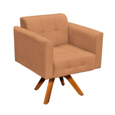 Imagem de Poltrona Giratória Elisa Suede Caramelo Sisal Base Madeira D'rossi