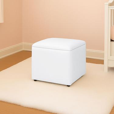 Imagem de Puff Decorativo Quadrado Para Sala Lígia Sintético E03 - D'rossi Cor Branco