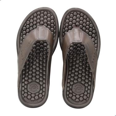 Imagem de Chinelo Pegada Masculino em Couro Cravo