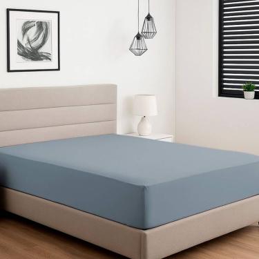 Imagem de Lençol De Elástico Queen Malha Liso Vivaldi 100% Algodão Azul