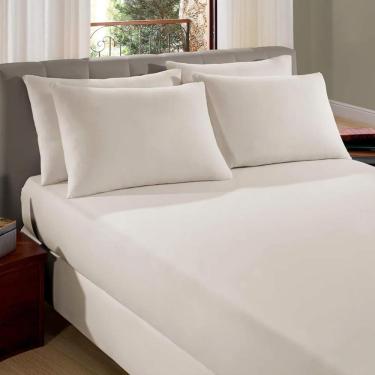 Imagem de Lençol De Elástico Malha Casal Liso Vivaldi 100% Algodão Pérola