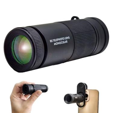 Imagem de Telescópio monocular FotoZ 8X para iPhone e Android e a maioria dos smartphones, com lente teleobjetiva de zoom óptico de 8X e clipe universal de telefone de 17 mm e bolsa de armazenamento