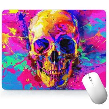 Imagem de Tapete de mesa esqueleto de couro, mouse pad de arte colorida, teclado de computador, mouse pad para jogos, protetor e capa à prova d'água, capa decorativa de couro PU, tapete de mouse para laptop