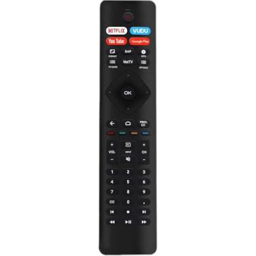 Imagem de Controle remoto infravermelho NH800UP RF402A-V14 compatível com Philips Android 4K Ultra HD Smart LED TV controlador de substituição compatível com botões Netflix Vudu YouTube (sem função de voz)
