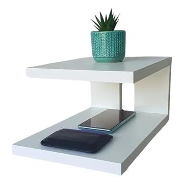 Imagem de Kit Com 2 Prateleira Criado Mudo Mesa Cabeceira Cama Suspenso Lateral Quarto MDF De Alta 32x20x15x1,5 CM Le Shemen (BRANCO)