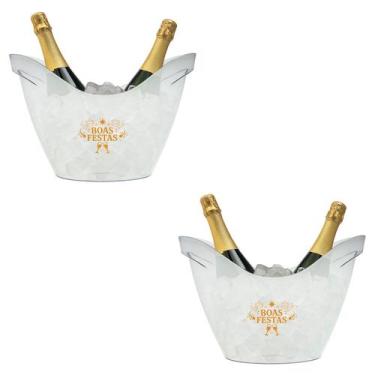 Imagem de Champanheira Acrílico 8L Boas Festas Acrílico Premium 2pçs - NEOPLAS, 