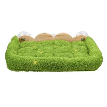 Imagem de Fockety Poleiro de Janela para Gato, Design de Ventosa Cama de Rede de Madeira para Gatos Poleiro de Janela de Confortável Rede de Parede de Com Ventosa Forte para