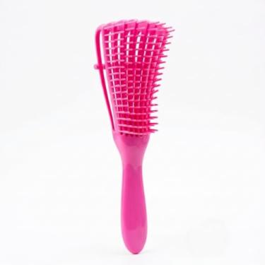 Imagem de Escova Desembaraçante para Cabelos Cacheados, Ajustável 8 Garras para Cabelos Cacheados, Lisos e Ondulados, Design Flexível para Pentear sem Danos (Rosa Pink)