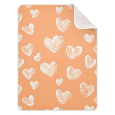 Imagem de xigua Cobertor de bebê de coração branco para bebês, cobertores leves e macios de algodão para berço, carrinho de bebê, berçário, 76 x 101 cm