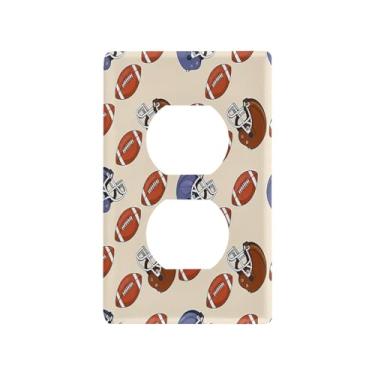 Imagem de Wassud Placa de cobertura para interruptor de luz, capacetes e bolas de futebol, capas de tomada decorativas, placa de parede para tomadas elétricas duplex 12 x 7 cm
