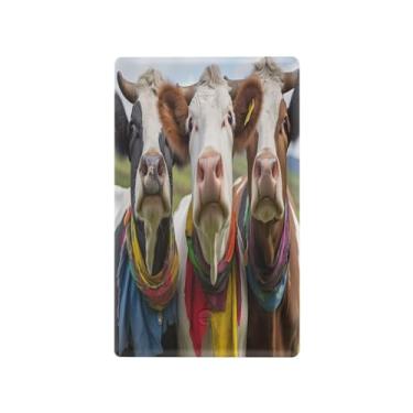 Imagem de Wassud Placa de cobertura de interruptor de luz de três vacas, 1 capa de tomada em branco placa de parede decorativa decoração de casa sala de estar quarto