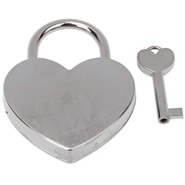 Imagem de Alomejor Fechadura Pequena, Conjunto de Cadeado Em Forma de Coração, Fechadura Decorativa de Metal Vintage Com Chave para Caixa de Joias, Diário e Suprimentos de Artesanato, 45 Mm X 59 Mm (Laksa)