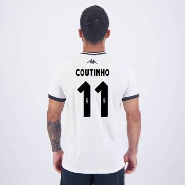 Imagem de Camisa Kappa Vasco Supporter New Branca e Preta 11 Coutinho, GG