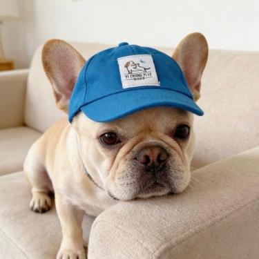 Imagem de Chapéu de sol para cães com orifícios de orelha, boné de beisebol ajustável de veludo cotelê para animais de estimação, viseira externa para gatos e cães, tamanho grande verde