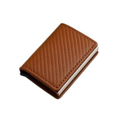 Imagem de Carteira multifuncional fina, porta-cartões compacto e organizador de dinheiro, Marrom, Retrô