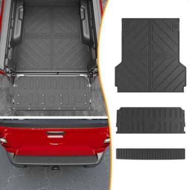 Imagem de powoq Tapete de carga compatível com 2022-2025 Ford Maverick Tapete de caminhão Forro de porta traseira TPE Forro de cama SEM Lariat Substituição para Ford Maverick 2022 2023 2024 2025 Acessórios Ford