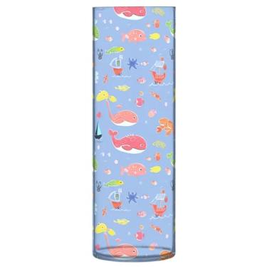 Imagem de JUZIHAI Vaso de vida oceânico para flores 9,9 cm x 30 cm cilindro de plástico moderno vaso de flores para centro de mesa de casamento decoração de casa