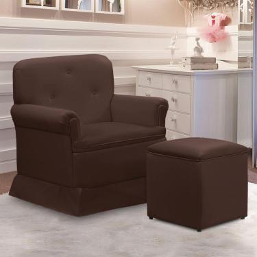 Imagem de Poltrona De Amamentação Base Balanço E Puff Lígia Sintético E03 - D'rossi Cor Marrom