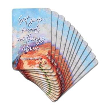 Imagem de Dicksons Marcador de livro cristão inspirador para livros, estudo da Bíblia, diários, cartolina de 6 x 10 cm, aquarela Set Your Minds On Things Above Pacote com 12