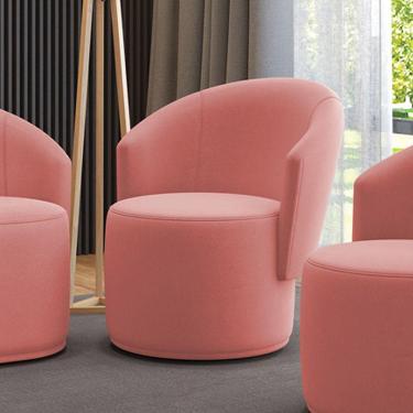 Imagem de Poltrona Decorativa Orgânica Fixa Para Sala Malu Suede M11 - D'rossi Rose